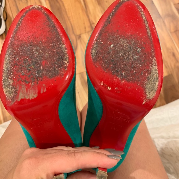 Christian Louboutin Ron Ron 100mm Suede Mint Pump - Picture 8 of 8
